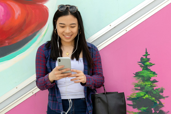 A student on their iphone